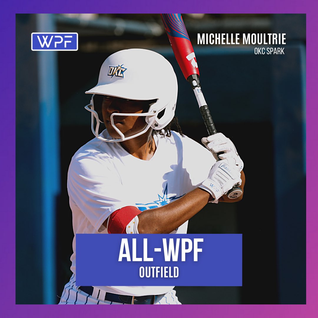 Our first outfielder on our All-WPF team, Michelle Moultrie (@moultrie16) from the OKC Spark!