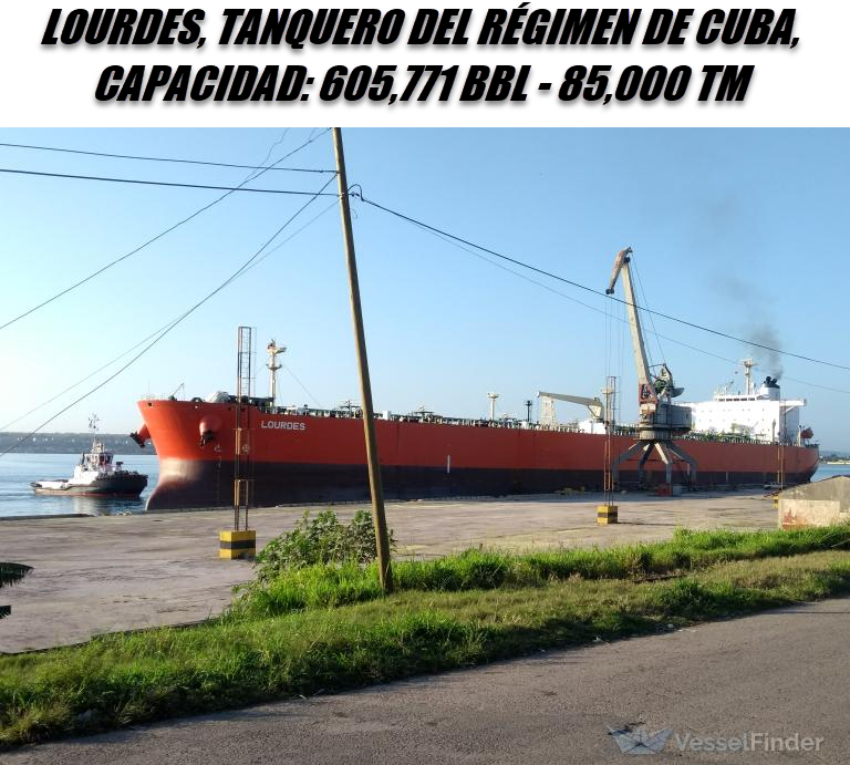 ⚓️#LOURDES  9259692
Tanquero cubano
Viaje20 desde Sep2020 

#Combustibles saqueados a #Venezuela🇻🇪  para #CubaMetales, #CUPET, #GAESA y la militancia parasitaria del @PartidoPCC

Cala: 12.8/13m
Capac: 85,000 TM
 #OOTT #Oilers #oilandgas #crude
#Now #AIS #cubarcos #Cuba #8Ago