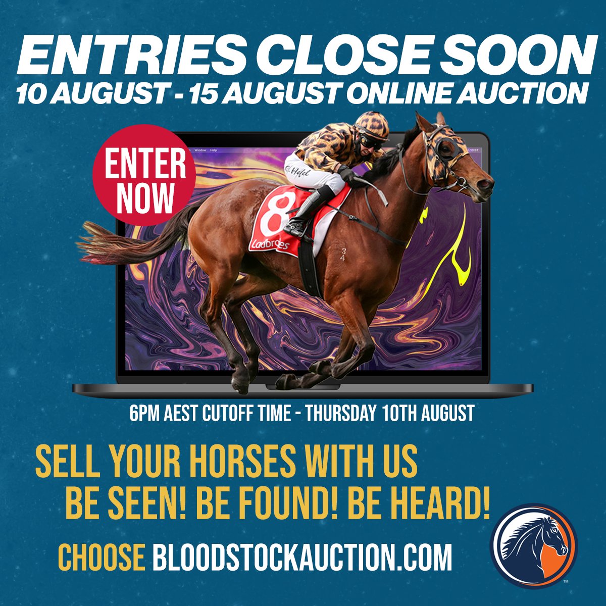 📢💬Bloodstockauction.com is calling for entries! We are accepting entries for our upcoming [weekly] auction catalogue, up until 6:00pm AEST Tomorrow! 10/08/23 Our genuinely friendly sales team can be contacted at 1300 849 349 ☎️ Or visit: bloodstockauction.com