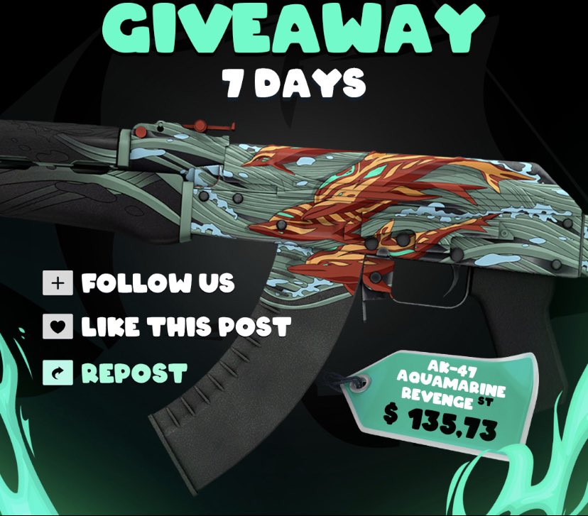 🎁AK-47 | AQUAMARINE REVENGE ST ($136)

👉TO ENTER :

👍🏻Follow Me
♻️Retweet + Like
✍️Tag 1 Friend 

⏰Giveaway ends in 7 days!  

#CSGOGiveaway #csgogiveaways  #CSGO