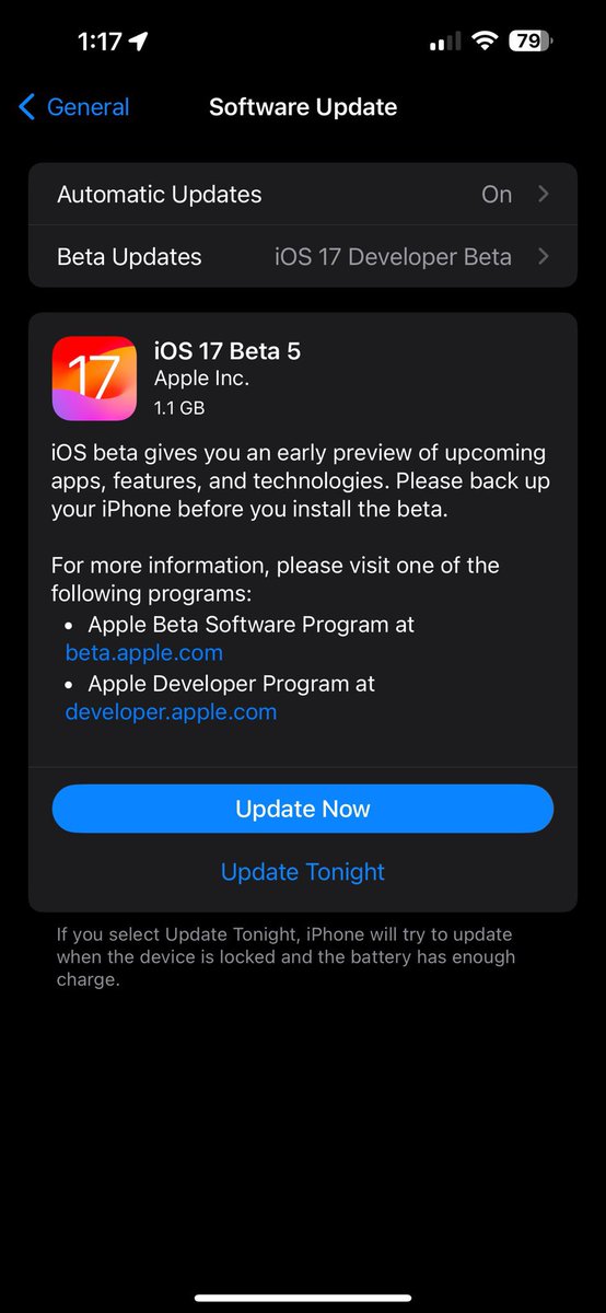 iOS 17 Beta 5 finally rolls out in India. Keep checking it might take sometime to show up. 

Along with iOS, WatchOS &amp; iPad OS update also rolls out. #iOS17  #iOS17Beta5