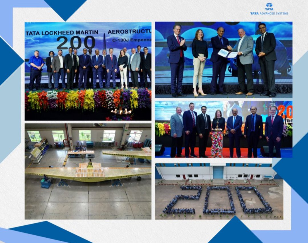 alpha_defense's tweet photo. Tata Lockheed Martin Aerostructures Limited (TLMAL) announced the delivery of the 200th C-130J Super Hercules Empennage at an event in Hyderabad today.
#TLMAL JV continues to exemplify #MakeinIndia goals. https://t.co/stPWQCADWm