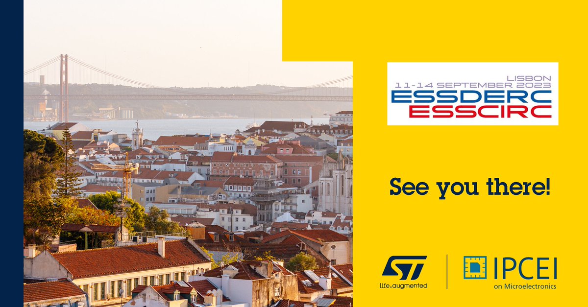 ST_World's tweet photo. ๐ Let's discuss the latest advances in solid-state devices and circuits. Join us at #ESSCIRC #ESSDERC in Lisbon from 11 to 14 September!
Read more & register: https://t.co/LYy12q3A6n
#IPCEI #STMicroelectronics #semiconductors https://t.co/wEWapI4Yof