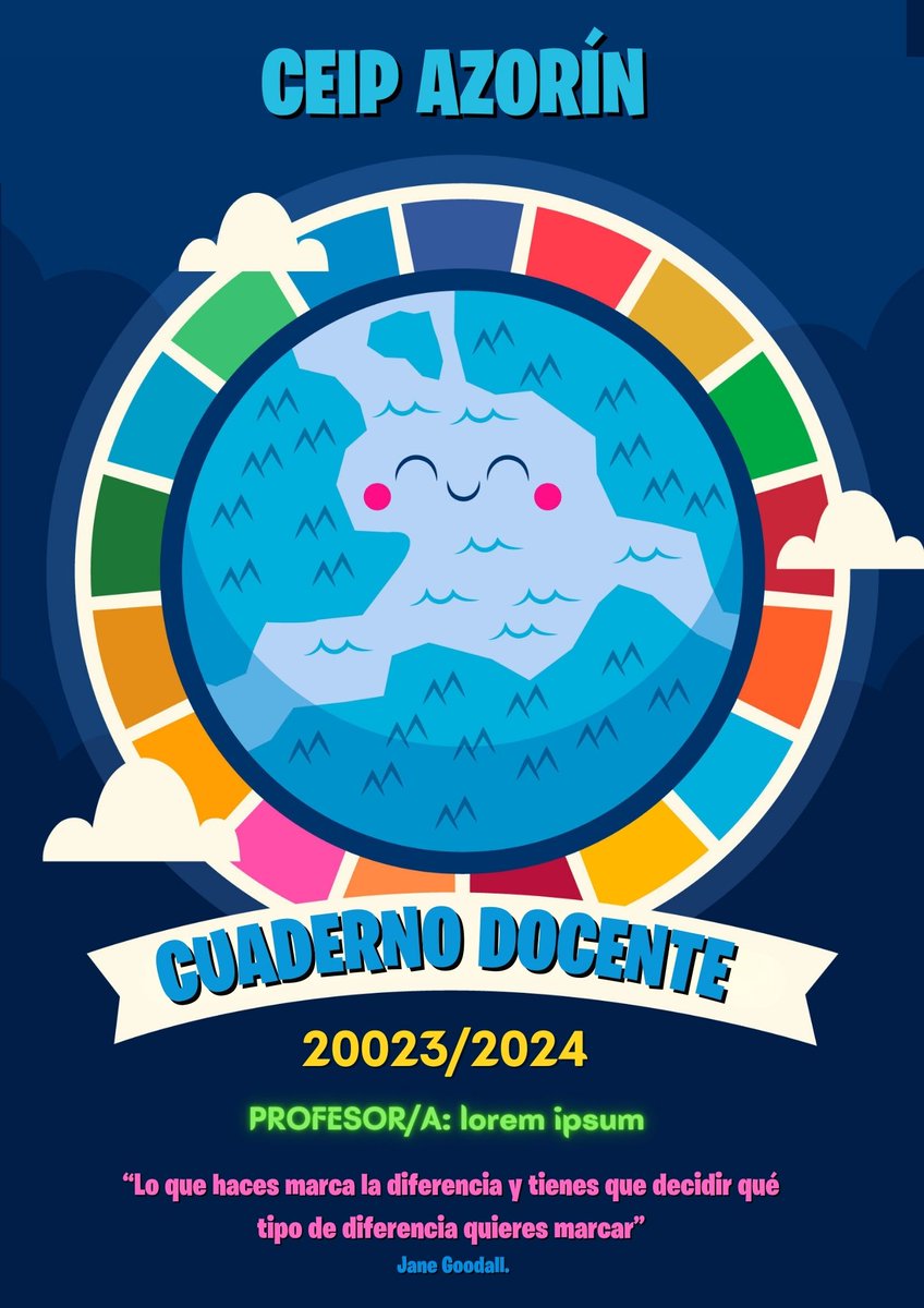 Hoy os traigo el cuaderno docente 2023/2024 inspirado en los ODS,  totalmente editable realizado con <a href="/canva/">Canva</a>. No me deja meterlo en un documento único , así que os lo comparto por partes. Abro Hilo. 🧵