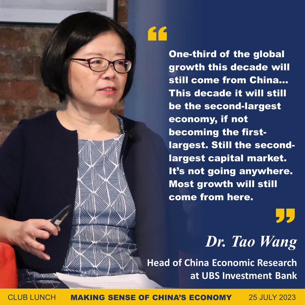 fcchk's tweet photo. Understanding China's economy can be a daunting task, however Dr. Tao Wang  was able to break it down in her latest book "Making Sense of China's Economy" which she spoke about at our #ClubLunch on July 26. https://t.co/oRnEe34hEZ