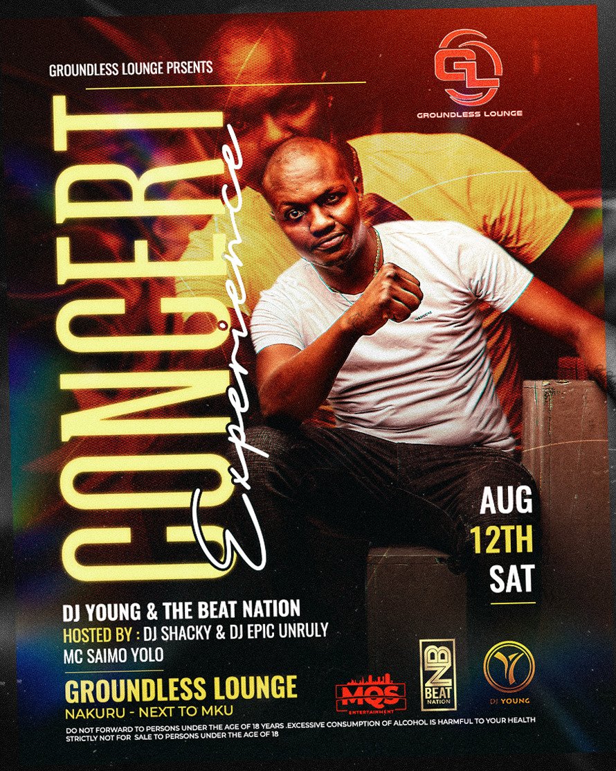 djyoungkenya (@djyoungkenya) on Twitter photo Reposted from @groundlessloungekenya This Saturday we bring the one and only DJ Young to mix the hottest songs in the world. Accompanied by the one and only <a href="/beatnationkenya/">Beat Nation</a> <a href="/saimoyolo/">Mʀ. Nɢᴀᴛɪᴀ</a> <a href="/leothadeejay/">Leo ThaDeejay</a> We are proud present another night like no other!#ConcertExperience💯✅🎉 Reposted from @groundlessloungekenya This Saturday we bring the one and only DJ Young to mix the hottest songs in the world. Accompanied by the one and only <a href="/beatnationkenya/">Beat Nation</a> <a href="/saimoyolo/">Mʀ. Nɢᴀᴛɪᴀ</a> <a href="/leothadeejay/">Leo ThaDeejay</a> We are proud present another night like no other!#ConcertExperience💯✅🎉
