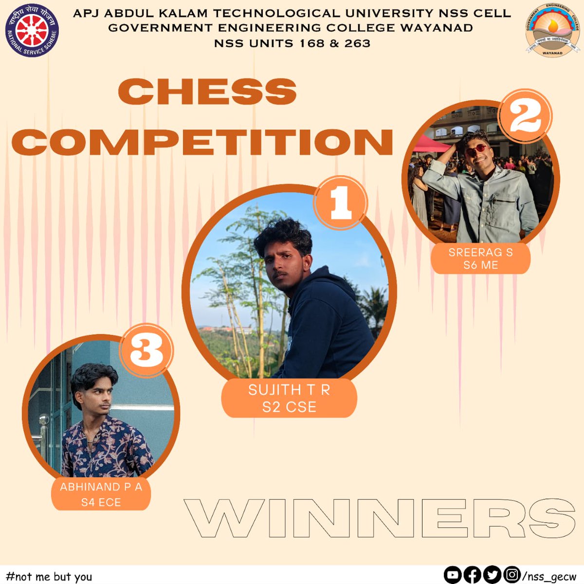 nss_gecw's tweet photo. When the game is over, the king and pawn go into the same box. No one ever won a game by resigning

Hola Gecwians 🥁
NSS units 168 &amp; 263 of GECW proudly announces the Winner's of Chess Competition

Congratulations to all 🥳

#nss
#gecw
#nss_gecw https://t.co/ws3XV5pZSW