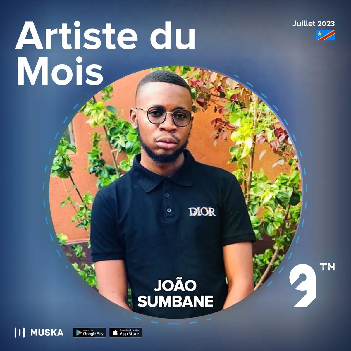 Muska RDC🇨🇩 Découvrez le classement du top 10 Muska RDC du mois de juillet 2023!!! L'artiste #Joao Sumbane occupe la 9e place de ce classement du mois 🏅🎧 Téléchargez l'app 👉 bit.ly/Muskaapp 📲 #muska #classement #muskatop10 #juillet23
