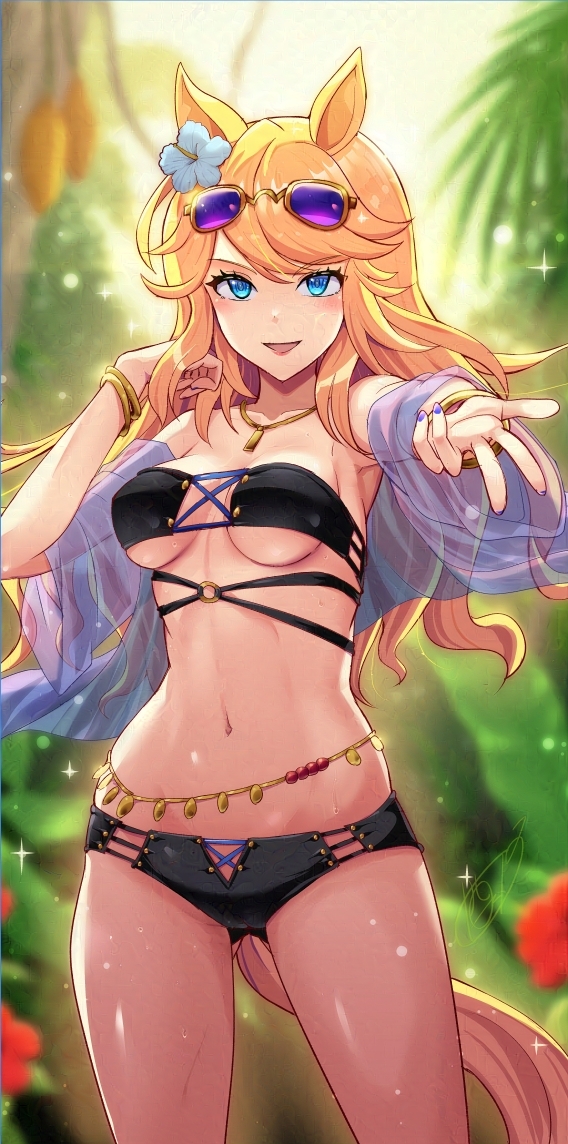 ウマ娘「イラスト。ウマ娘のゴールドシチー。PIXIVに横幅分も描いた絵をアップしてます。」|Dのイラスト