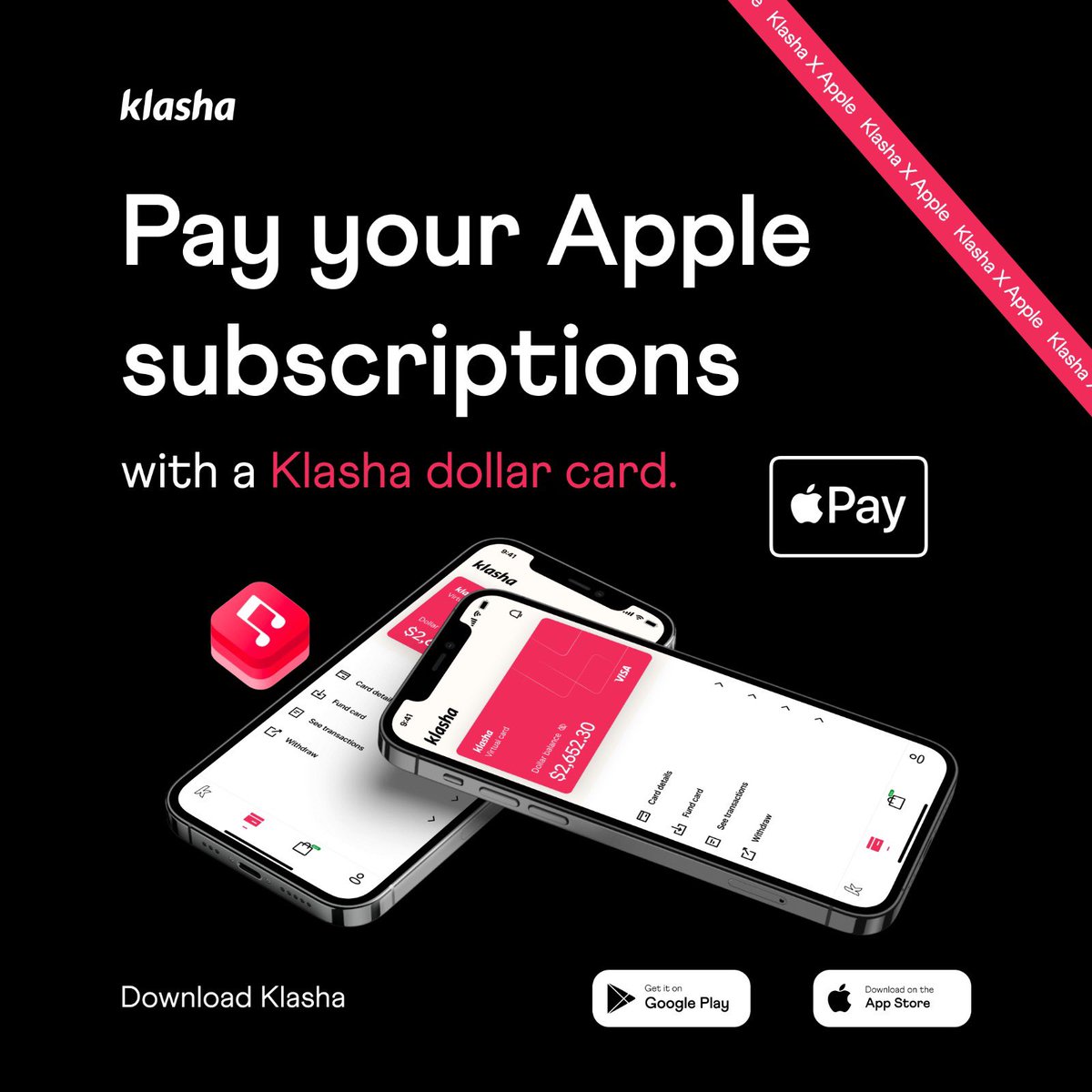 Everytime, you dey look for person Apple Music family to join cos none of your card is working. Why not just download the Klasha app, create a virtual card and pay for your Apple Music subscriptions easily at decent rates. It doesn’t get easier than this 🤭 #Klasha920