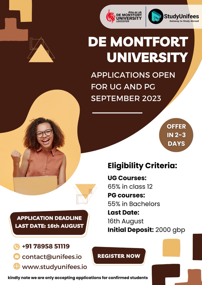 📢Attention future candidates! 

 Here's an excellent opportunity waiting for you to grasp the offer in 2-3 days.
 Hurry up, this is the final call for September intake! 

contact us now- studyunifees.io

#StudyUnifees #UnifeesSupport #UnifeesDehradun #studyinuk