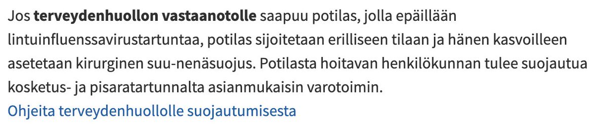 On ristiriitaista, että sairaanhoidossa suositellaan seuraavaa, eikä huomioida tehokasta hengitystiesuojausta - Miksi ei suositella FFP hengityssuojaimia sekä henkilökunnalle että potilaalle, jolloin riskit infektion siirtymiseen pienenevät <a href="/THLorg/">THL</a>? 10/n 

thl.fi/fi/web/infekti…