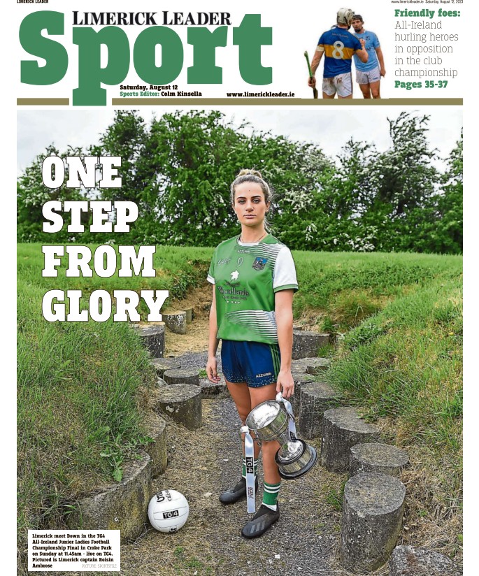 johnnybkeogh's tweet image. Front page of sport in this weekend&apos;s @Limerick_Leader. In shops now. @LKLadiesGaelic captain @RoisinA on the cover ahead of Sunday&apos;s All-Ireland final #LLSport