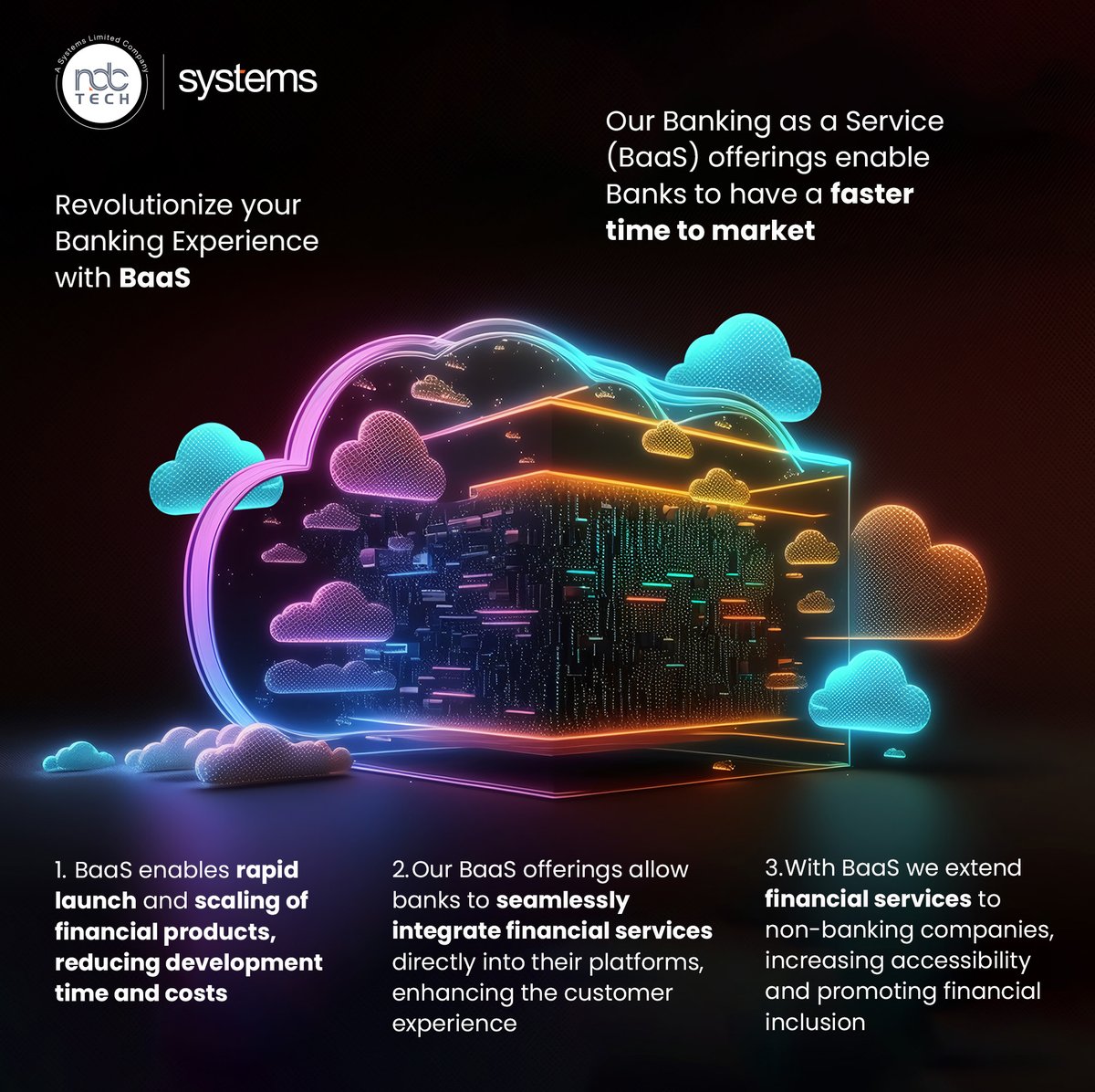 NdcTechTweet's tweet image. Discover the power of open APIs &amp;amp; Cloud Tech for innovative financial services. Connect with experts to supercharge your digital transformation and create exceptional customer experiences 
#NdcTech #SystemsLimited #BaaS