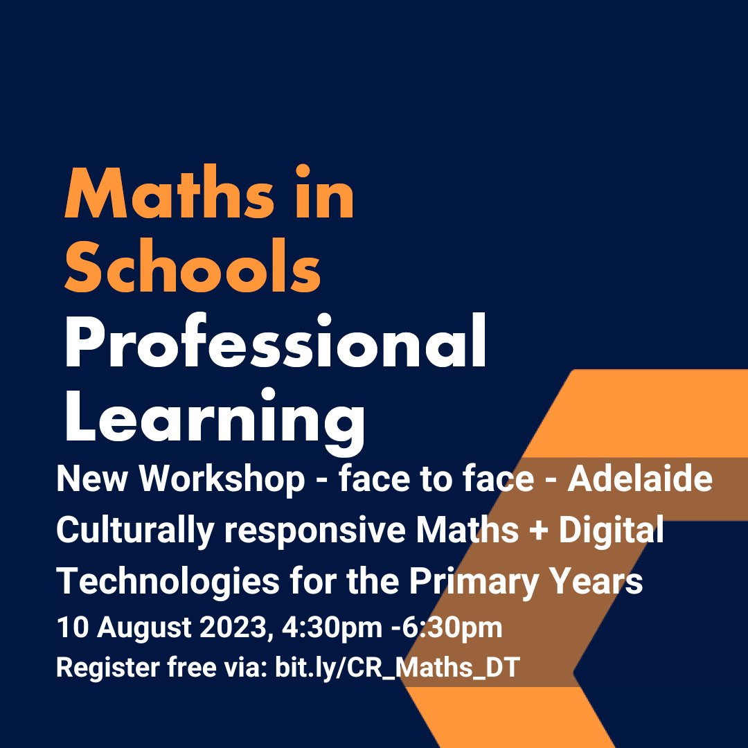 #Adelaide teachers join us tomorrow afternoon at the University of Adelaide for a free hands-on workshop exploring a range of digital tools &amp; learning about culturally responsive maths pedagogies for the primary classroom.www.trybooking.com/CKLVH