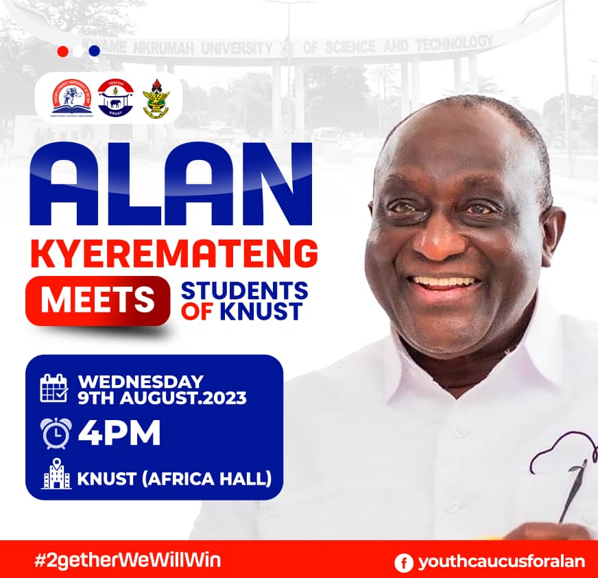 MintaFo19722592's tweet image. Hon. Alan John Kwadwo Kyerematen meets with Students of KNUST and TESCON ASHANTI today at exactly 4pm.

Don't miss out on this for anything.

KNUST is the place to be today if you are an NPP Youth in Ashanti Region.
#YouthCaucusForAlan 
#2getherWeWillWin 
#2Sure 
🔥🔥🔥🔥🔥