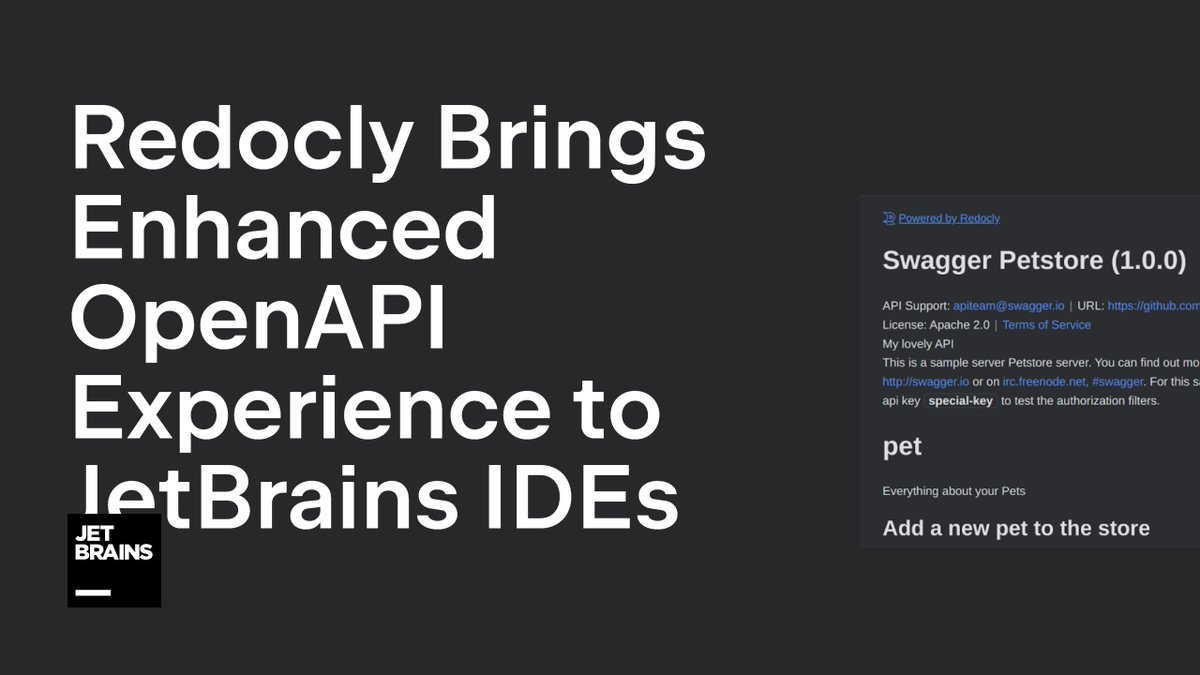 jetbrains's tweet photo. Starting from the 2023.2 release, we’ve joined forces with @Redocly to level up your usage of API specifications in the following JetBrains IDEs: IntelliJ IDEA Ultimate, PyCharm Professional Edition, WebStorm, GoLand, PhpStorm, Rider, RubyMine, and Aqua.👉https://t.co/Qk3hKs2S3V https://t.co/ZvfuFfqIXN