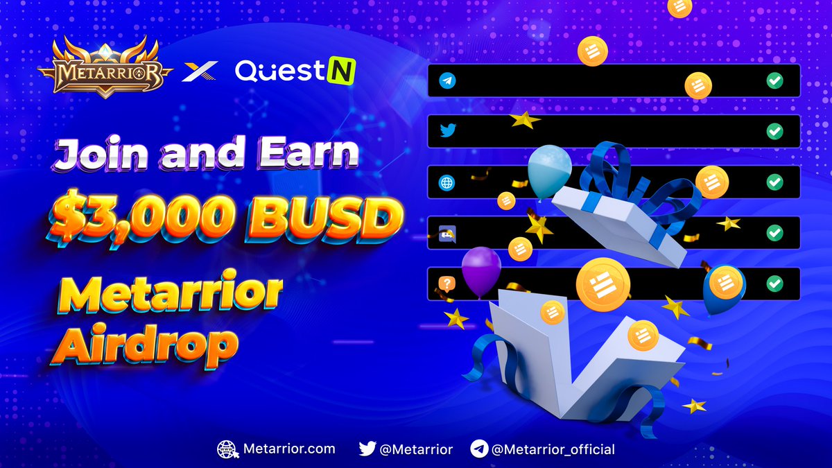 metarrior's tweet image. 👑METARRIOR’S “QUESTN AIRDROP” - $3,000 REWARDS AWAIT!

Join our QuestN Giveaway now to win up to $3,000 rewards: app.questn.com/quest/80342361…

For more info, visit here: metarrior.substack.com/p/metarriors-q…
#metarrior #metafe #web3game
