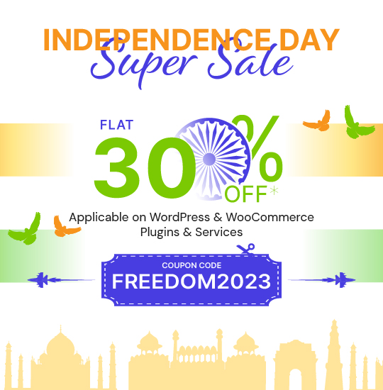 "Happy Independence Day!"🎉 Avail 30% off on all WooCommerce Plugins and empower your online store. Limited time offer.🎊🎇

Offer page : bit.ly/47mImxk
Coupon Code : FREEDOM2023

#wpswings #independencesale2023 #IndependenceDayDeals