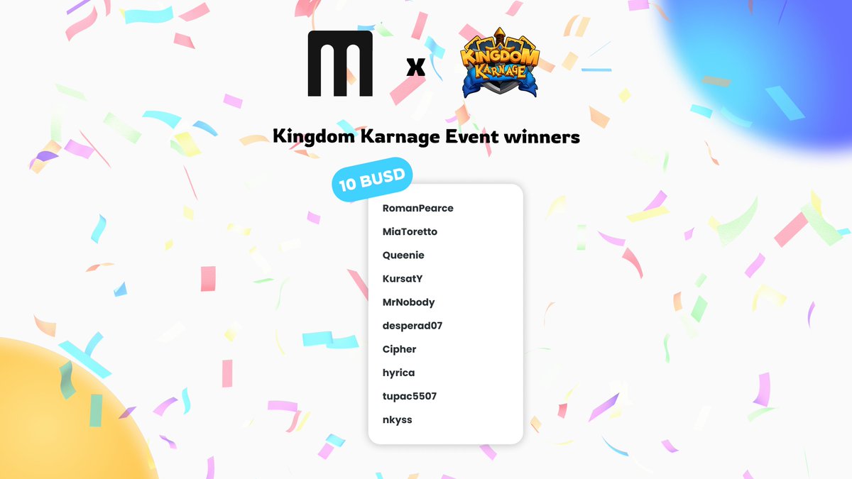 midle_official's tweet photo. The winners of the @kingdom_karnage  campaign have been announced! 🌟 🎉

Congratulations to all the lucky participants who won the prize! 👏

Check out the image below to see if you're one of the lucky winners. ✨ https://t.co/lBtKtnmnm0