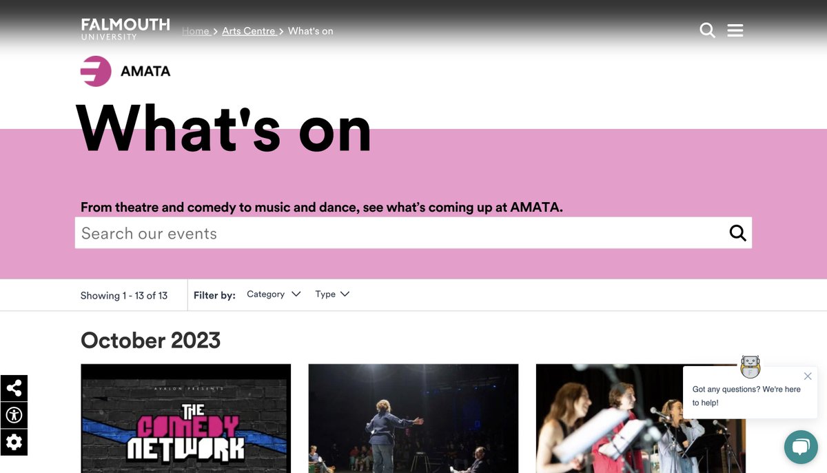 We're happy to announce the launch of the Falmouth University AMATA microsite, a platform that celebrates the University's arts centre 🌟

<a href="/Fal_AMATA/">AMATA Arts Centre</a>
