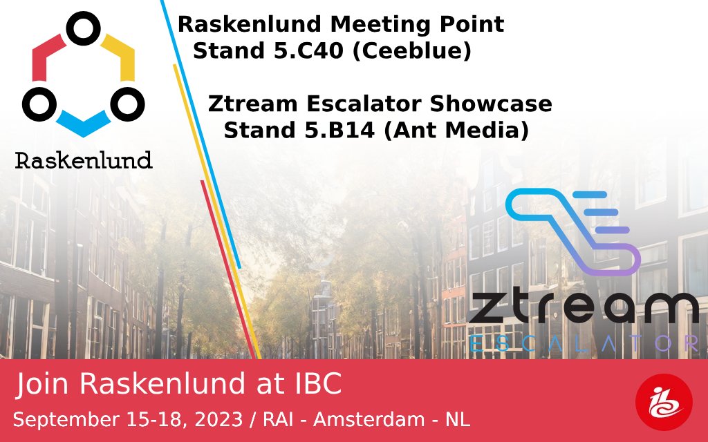 Book a time slot on calend.ly/raskenlund/ibc…. We're looking forward to being at IBC again; this year together with <a href="/CeeblueBV/">Ceeblue</a>  and <a href="/antmedia_io/">Ant Media Server</a> !

Follow-us for exciting news about Ztream escalator, to be announced soon.

#ibc2023 #livestreaming #streamingmedia #ott #vod