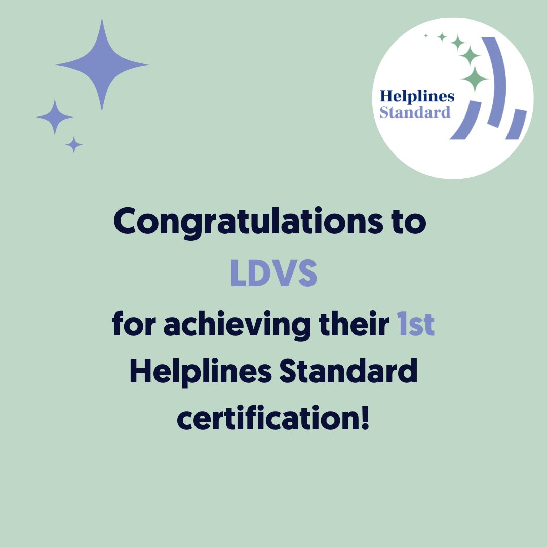 Congratulations to @LeedsWomensAid for achieving their 1st #HelplinesStandard certification. 

They provide access to a variety of activities for helpline staff to support their mental wellbeing at work, demonstrating their proactive approach to self-care.
