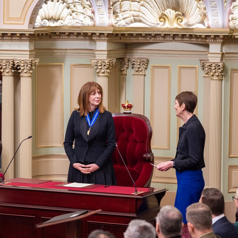 VicGovernor's tweet photo. Introducing the 30th Governor of Victoria – Her Excellency Professor the Honourable Margaret Gardner AC. The Governor was inaugurated at a ceremony at Parliament House this morning. #GovernorVic https://t.co/VsafJhrw4L