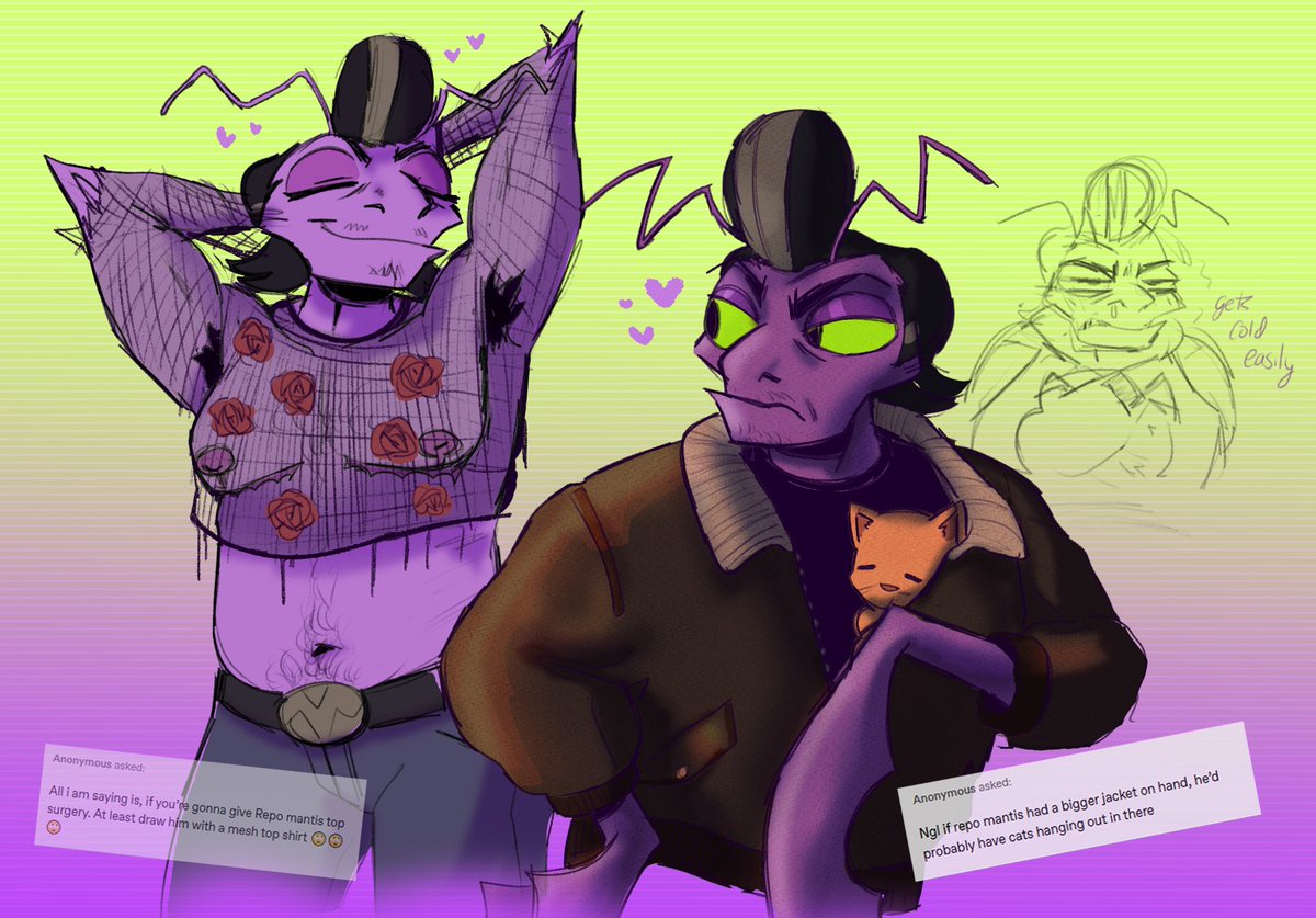 YourWeebMystic's tweet photo. tumblr anon asks i had lying around 4ever #rottmnt #repomantis https://t.co/zkqGglDAGU