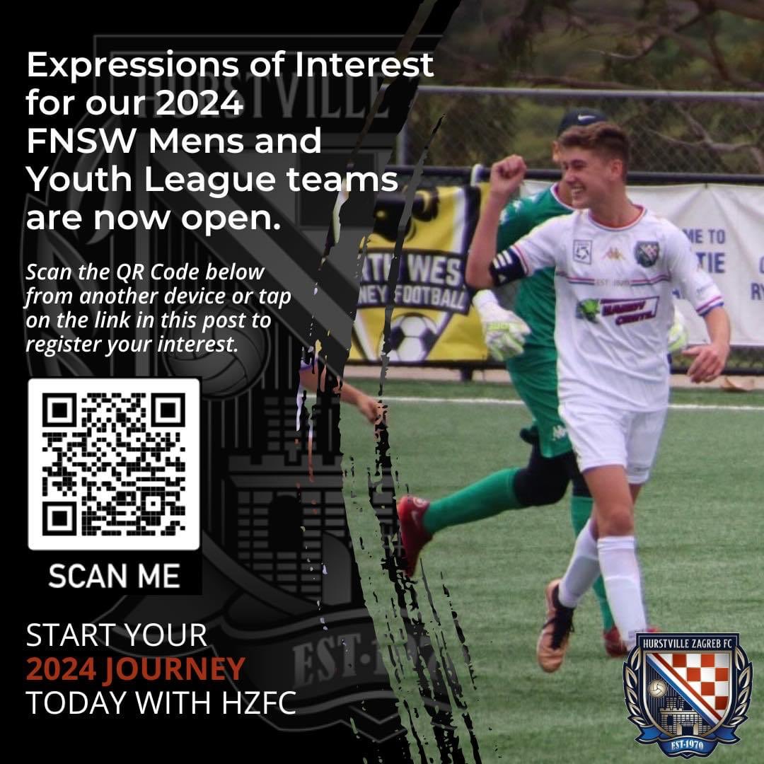 HurstvilleFC's tweet photo. Interested in joining our team in 2024 - scan the QR code and submit the form. https://t.co/w5VPhiFkNn