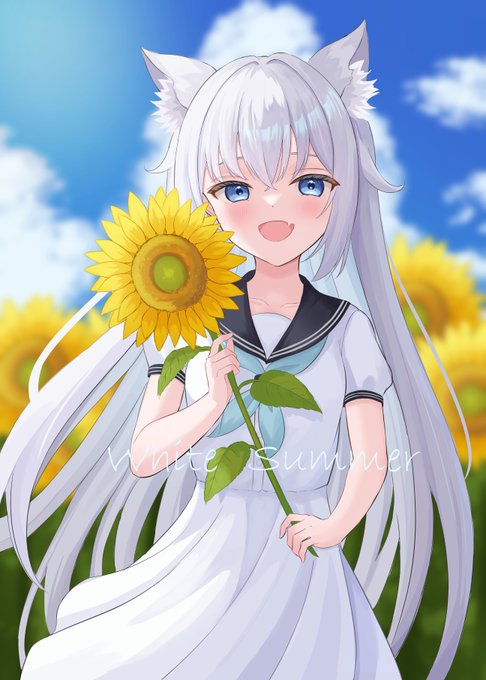 C102 8/13(日) 西-ね14bでお待ちしています。 白髪ケモミミと白髪褐色のオリキャラのイラスト集(500円)です #C102
