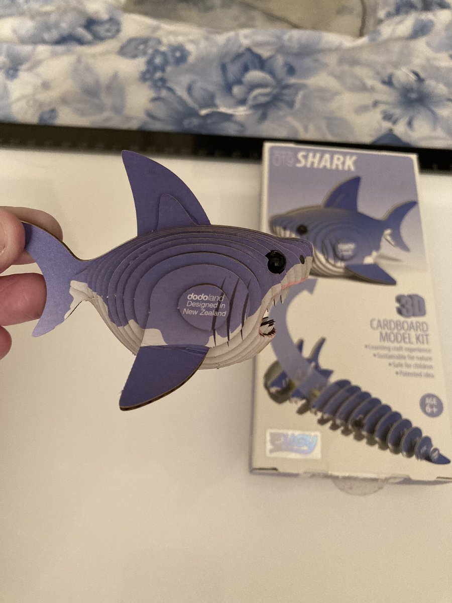 Puzzlepaws1's tweet photo. I had a “me” moment a few days ago, and made the @EUGY_dodoland #shark kit that my late twin got me last Christmas.
I adore these kits! Super cute, easy to do, tiny zen.
@BruceShark5 have you done these?
#3DModel #cardboardModel https://t.co/vmUxDfcvdc