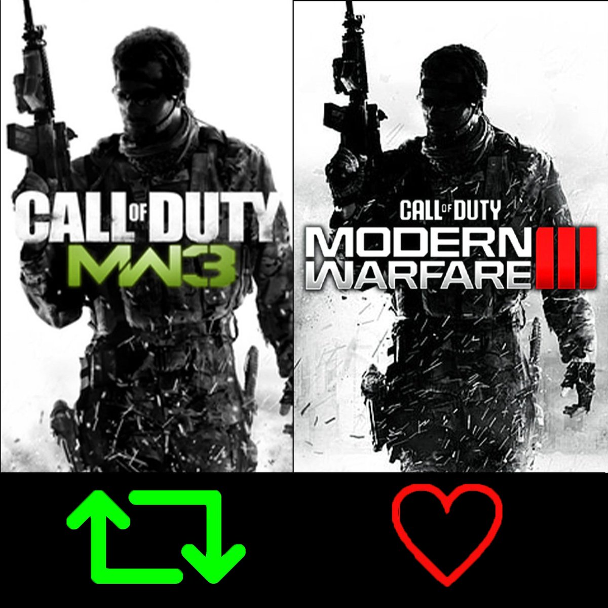 Which Call of Duty would you prefer to play in 2023?! 👀

♻️ = OG MW3
❤️ = #MW3