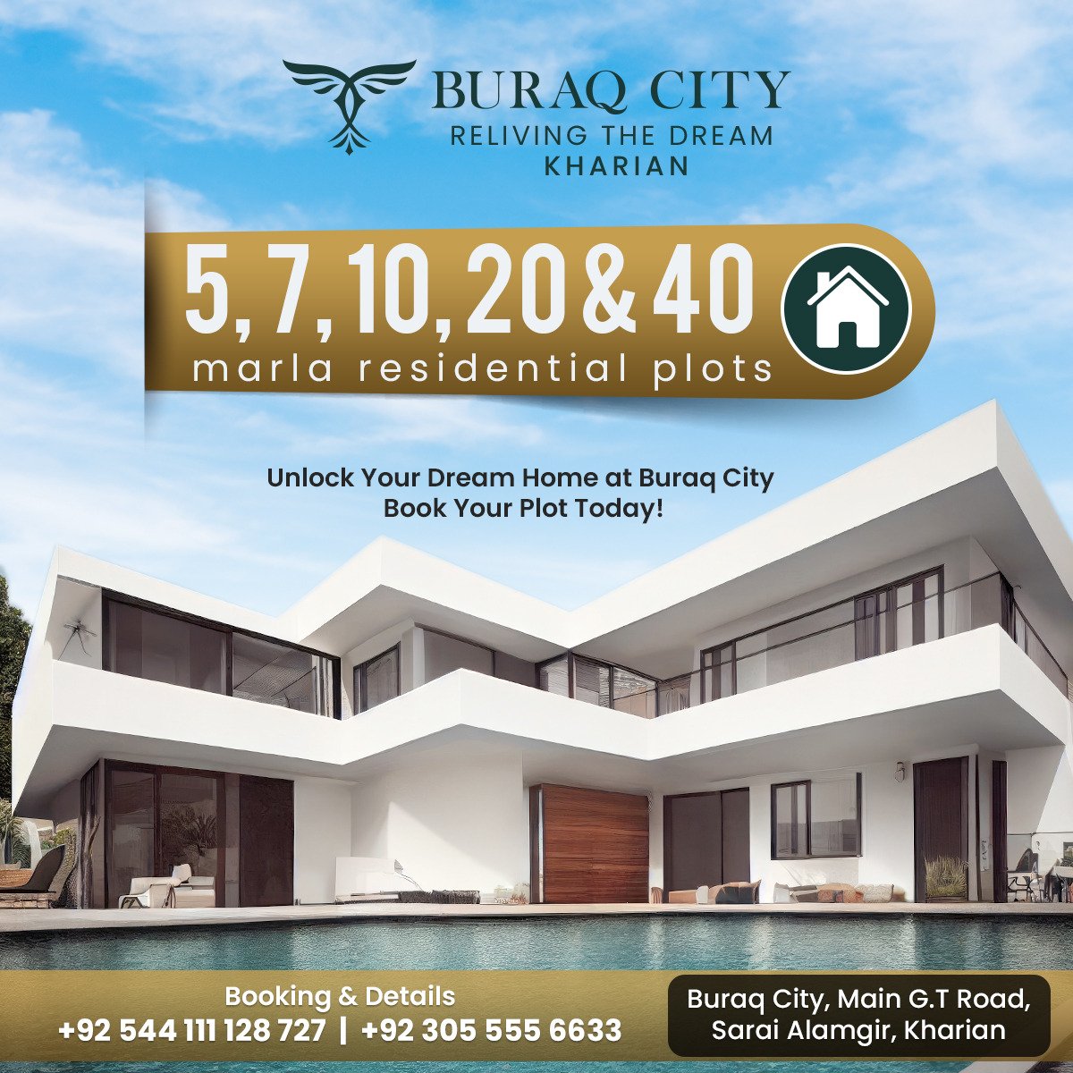 Buraq_City's tweet image. Looking for a spacious and affordable #ResidentialPlot in #BuraqCity? 🏕️

We have 5, 7, 10, 20, and 40 marla Residential #Plots available for purchase. 

Don't wait, secure your future now at Buraq City! 

📞 +92 311 1128727 | +92 305 5556633
🌐 buraqcity.com.pk