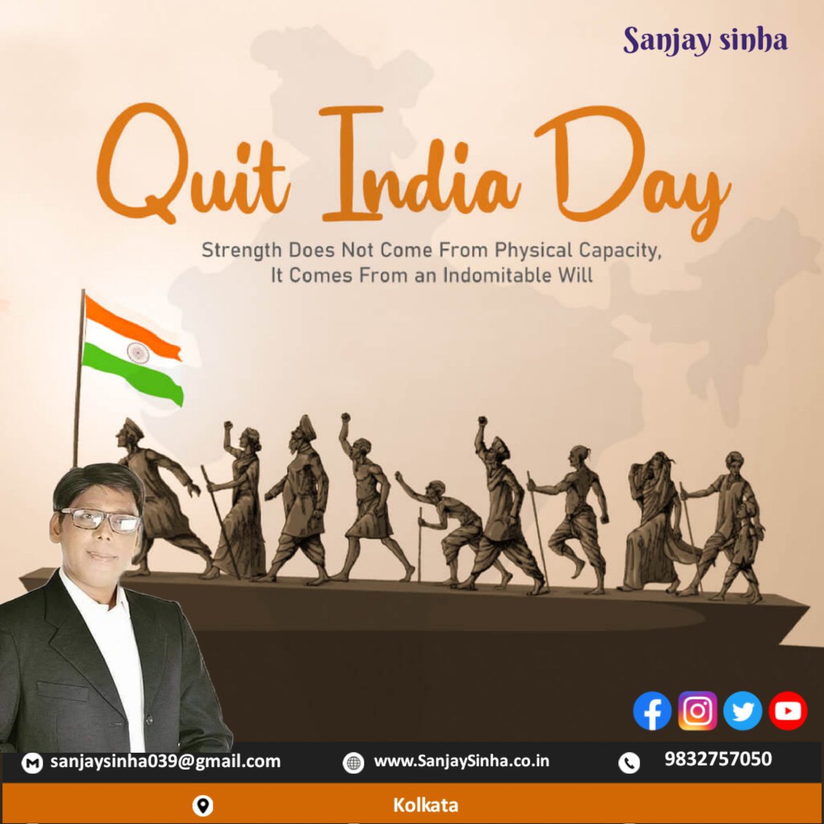 9th August: #TheDayInHistory 

August 9 is the 81st anniversary of the Quit India Movement, which #MahatmaGandhi called the biggest struggle of his life. The Day is celebrated as #AugustKrantiDay by paying tributes to freedom fighters. Salute to our freedom fighters. #Jaihind