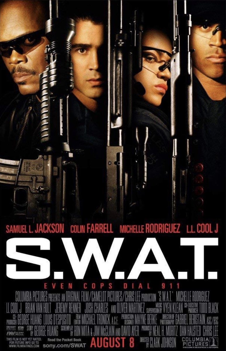 🎬MOVIE HISTORY: 20 years ago today, August 8, 2003 the movie ‘S.W.A.T.’ opened in theaters!

#ColinFarrell #SamuelLJackson #MichelleRodriguez @llcoolj #OlivierMartinez #JeremyRenner @MrJoshCharles #BrianVanHolt #KenDavitian #RegECathey #PageKennedy #LarryPoindexter #JeffWincott