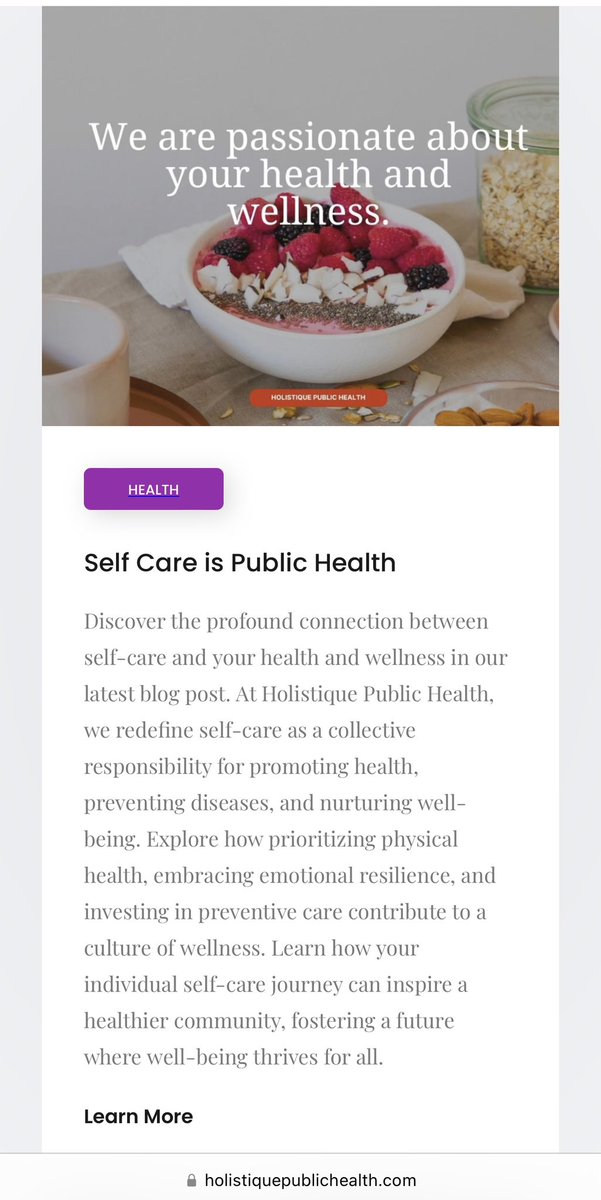 Head on to our website to read our latest blog post. 👇🏾👇🏾

holistiquepublichealth.com/post/self-care…

#holistiquepublichealth
#selfcareispublichealth 
#selfcare 
#healthpromotion 
#publichealth 
#communityhealthandwellness 
#preventivehealth 
#healthcommunication 
#healthblog