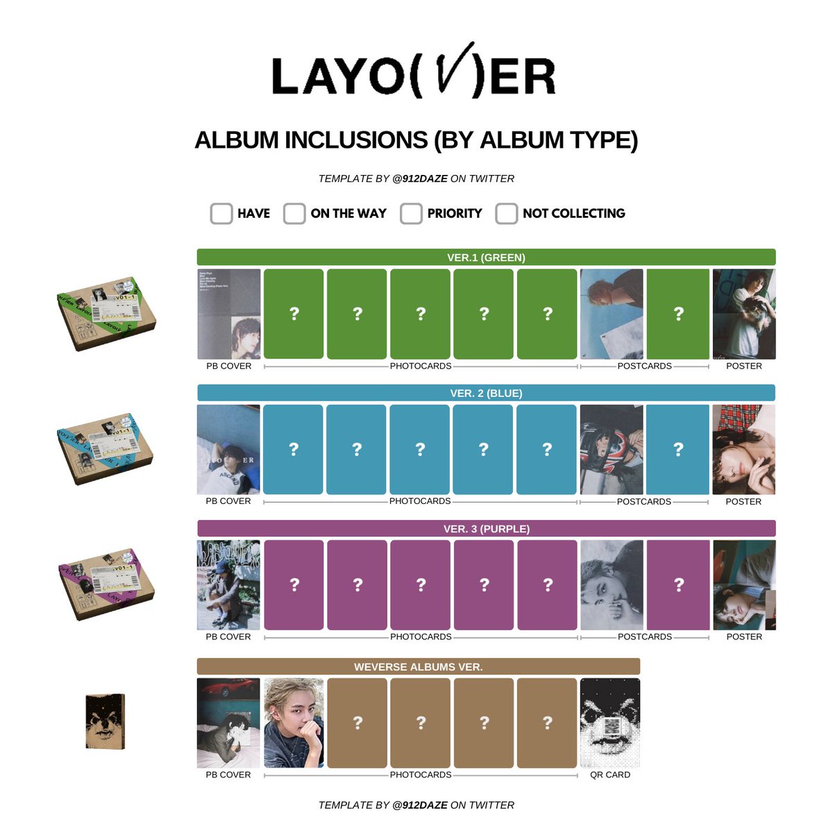 BTS TAEHYUNG PC PHOTOCARD WISHLIST WL TEMPLATE✨ ⭐️ V - LAYOVER