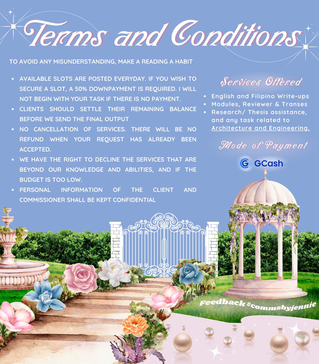 commsbyjennie's tweet photo. — welcome to commsbyjennie! ｡˚🧺⋆ 🐇♡ ⋆🌷ˎˊ˗

Hi! I'm Jennie, a fourth year college freelancer. Together with my team of skilled college friends, we specialize in write-ups and any tasks that pertain to architecture and engineering.

♡ feedback: #commsbyjennie https://t.co/k64nQ6XmME