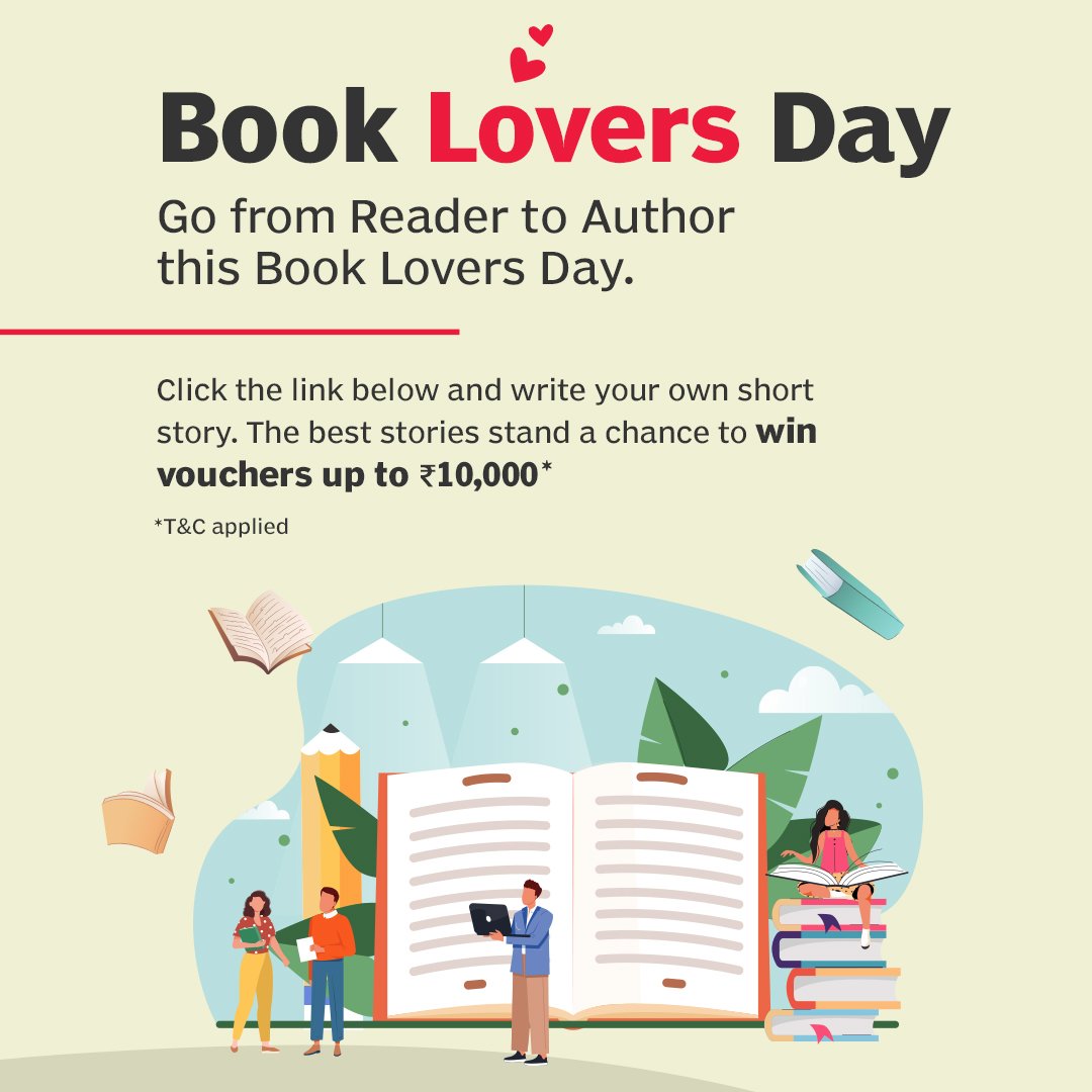 PuneTimesOnline's tweet photo. Book Lovers Day #ContestAlert

Go from Reader to Author this #BookLoversDay. Unleash your imagination, click here 
https://t.co/hrgL2XCeZn…, and write your own short story. The best stories stand a chance to win vouchers up to ₹10,000*. https://t.co/qap5km6VSS