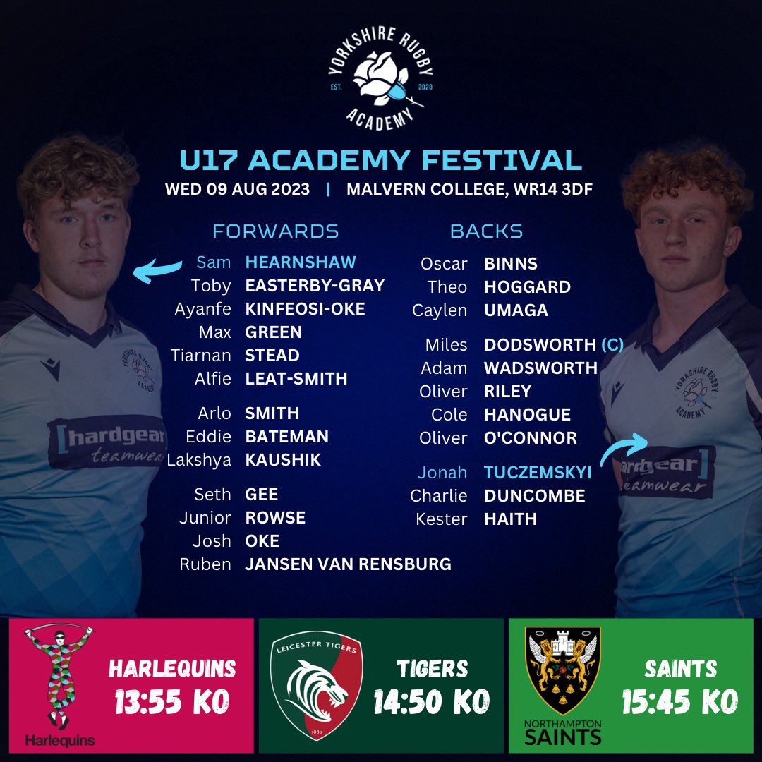 🌹 RFU Academy Festival Returns Today sees our U17s group compete in @EnglandRugby & @premrugby Academy Festival at @malverncollege Congratulations to the selected squad with over half pulling on the academy jersey for the first #WeLeaveBetter