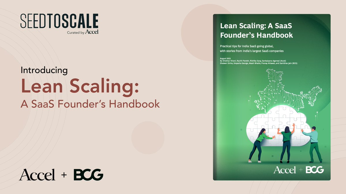 Seed2Scale's tweet photo. India’s SaaS landscape is unstoppable today: 10,000+ companies and going strong. The next milestone for SaaS startups is to scale efficiently. 

We're delighted to launch Lean Scaling: A SaaS Founder’s Handbook in collaboration with @BCG: https://t.co/lP8CDsk67s

🧵 1/3 https://t.co/hdb41QE9Ja