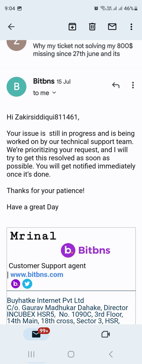 Zakirsiddd's tweet photo. @CryptoPointHi @CryptoPointHi  sir bitbns not giving back my 800$ on 27th june its just disappear and till now i am just opening tickets and they saying they will solve etc can you please help happenings they not replying to my any ticket now @bitbns @BitbnsHelpline @arpana0428 @sumitkapoor16 https://t.co/CLAebMnneb