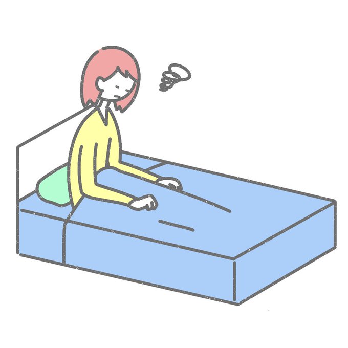 プレ更年期でぐっすり眠れない日がでてきた女性 femtech-illustration.com/99-… #フェムテック #フェムテックイラスト #プレ更年期