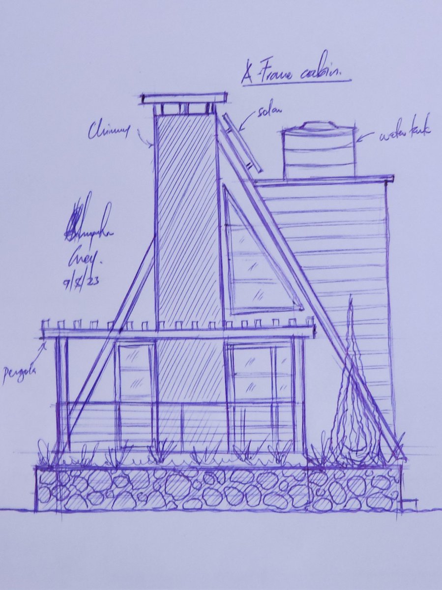EngChepsikor's tweet photo. A frame designed cabin sketch, morning thoughts
#Aframe
#cabin https://t.co/MYxEPW5Rpk