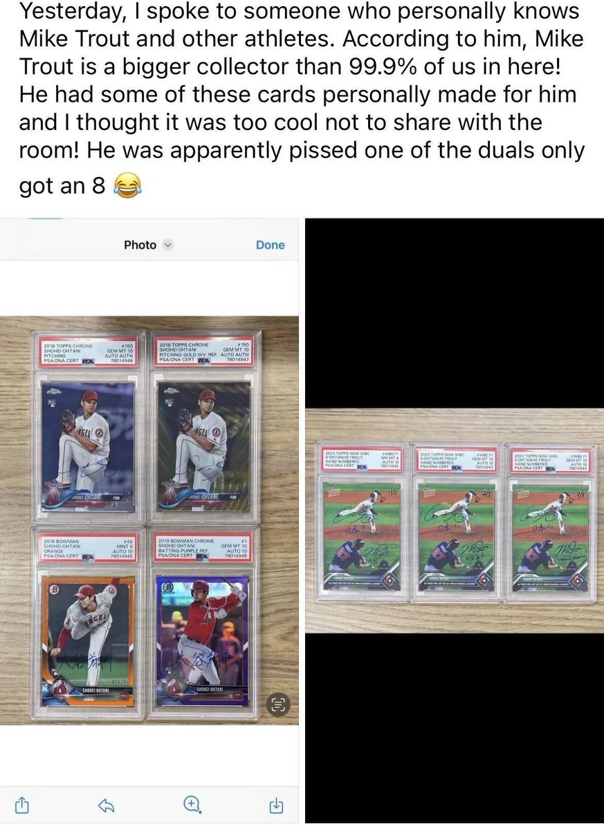CardsMax's tweet photo. Stumbled on this on Facebook, this is pretty sick.

Mike Trout's personal collection of Shohei Ohtani cards. https://t.co/3ar6RschTC
