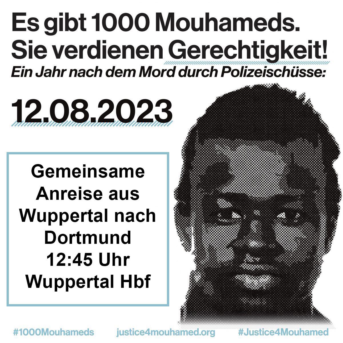 w2wtal's tweet photo. Gestern vor einem Jahr - am 8.8.2023 - erschoss die #Polizei in #Dortmund den damals 16-jährigen Flüchtling #Mouhamed Lamine Dramé.  Am Sa. 12.08. gibt es in Dortmund eine Demonstration in Gedenken an #justice4mouhamed + gegen #Polizeigewalt.
https://t.co/p7VsPYjUP5 https://t.co/rGnVlpm86l