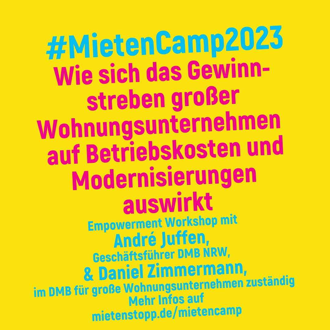 Auswirkungen des Gewinnstrebens großer Wohnungsunternehmen - 
beim #MietenCamp2023 erfährst Du mehr!
Wo?: #Frankfurt am Main
Wann?: 21. - 24. Sept. 2023
Anmeldung und Programm 👉 mietenstopp.de/mietencamp/
#mietenstopp #mietenwahnsinnstoppen #mietpreisbremse #mietendeckel