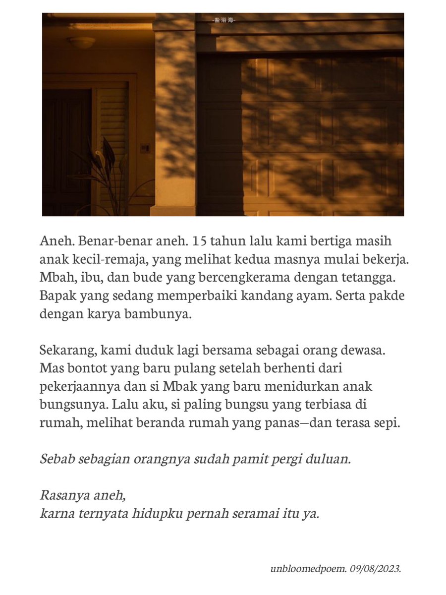 literarybase's tweet photo. karya — rasanya aneh karena ternyata hidupku pernah seramai itu
https://t.co/uUSjuPhezq