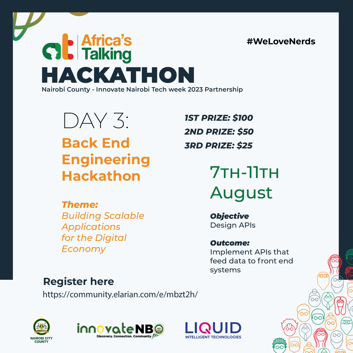 Africastalking's tweet photo. ๐ป๐ฅ Day 3: Back End Engineering Hackathon ๐๐
Power the digital world with APIs as you dive into server-side logic! Craft robust APIs to seamlessly feed data and elevate user experiences. ๐๐ก
#BuildWithAT #WeLoveNerds #APIPower #Nairobi๐ https://t.co/6BTmjtvC4E